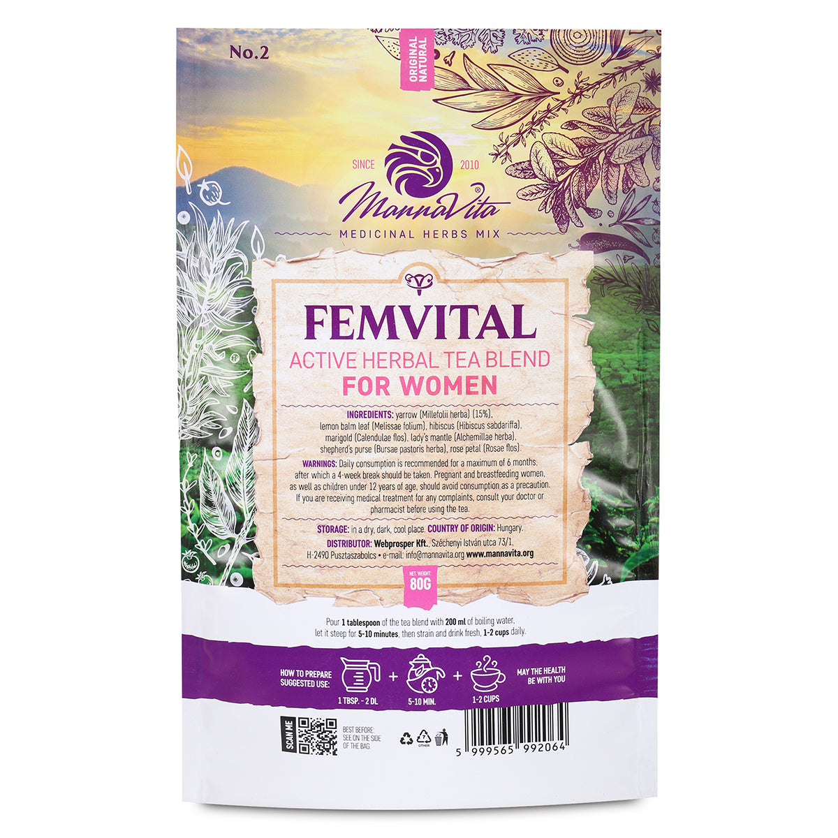 FEMVITAL активна билкова чаена смес за жени • 80g