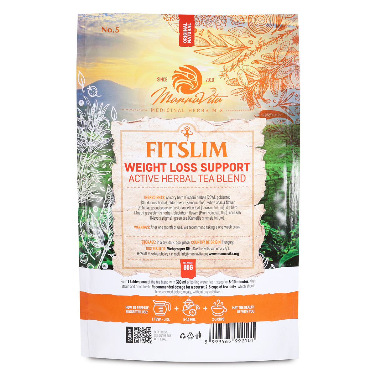 FITSLIM Активна билкова чаена смес за подкрепа при отслабване • 80g