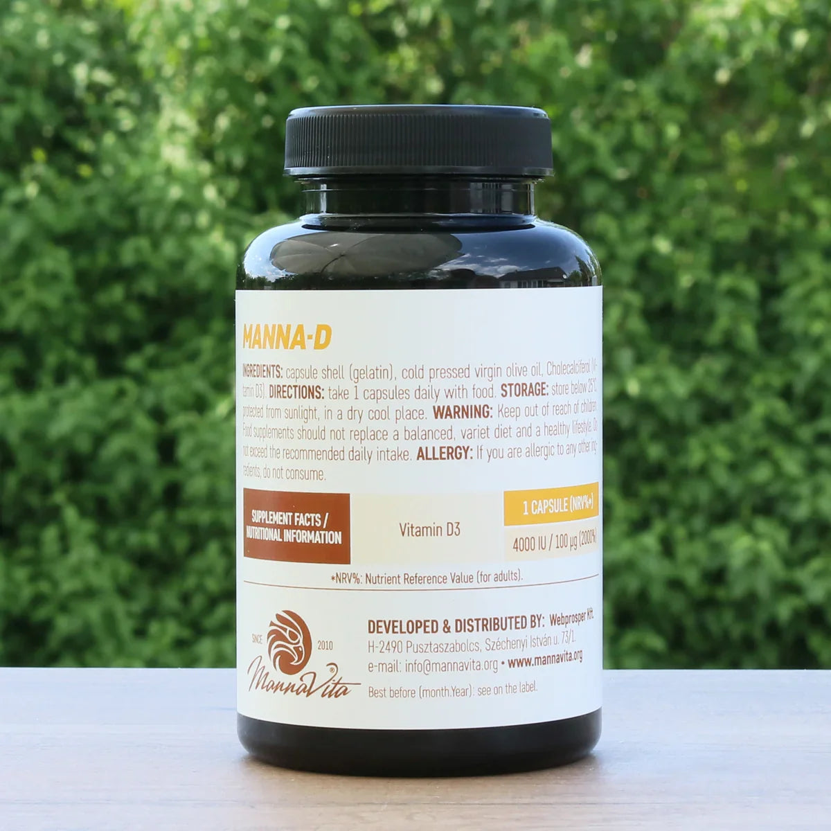 MANNA-D D3 Vitamin in olive oil 4000 IU • 120 capsules - Mannavita