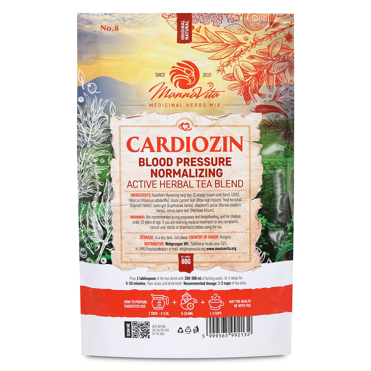 CARDIOZIN активна билкова чаена смес за нормализиране на кръвното налягане • 80g