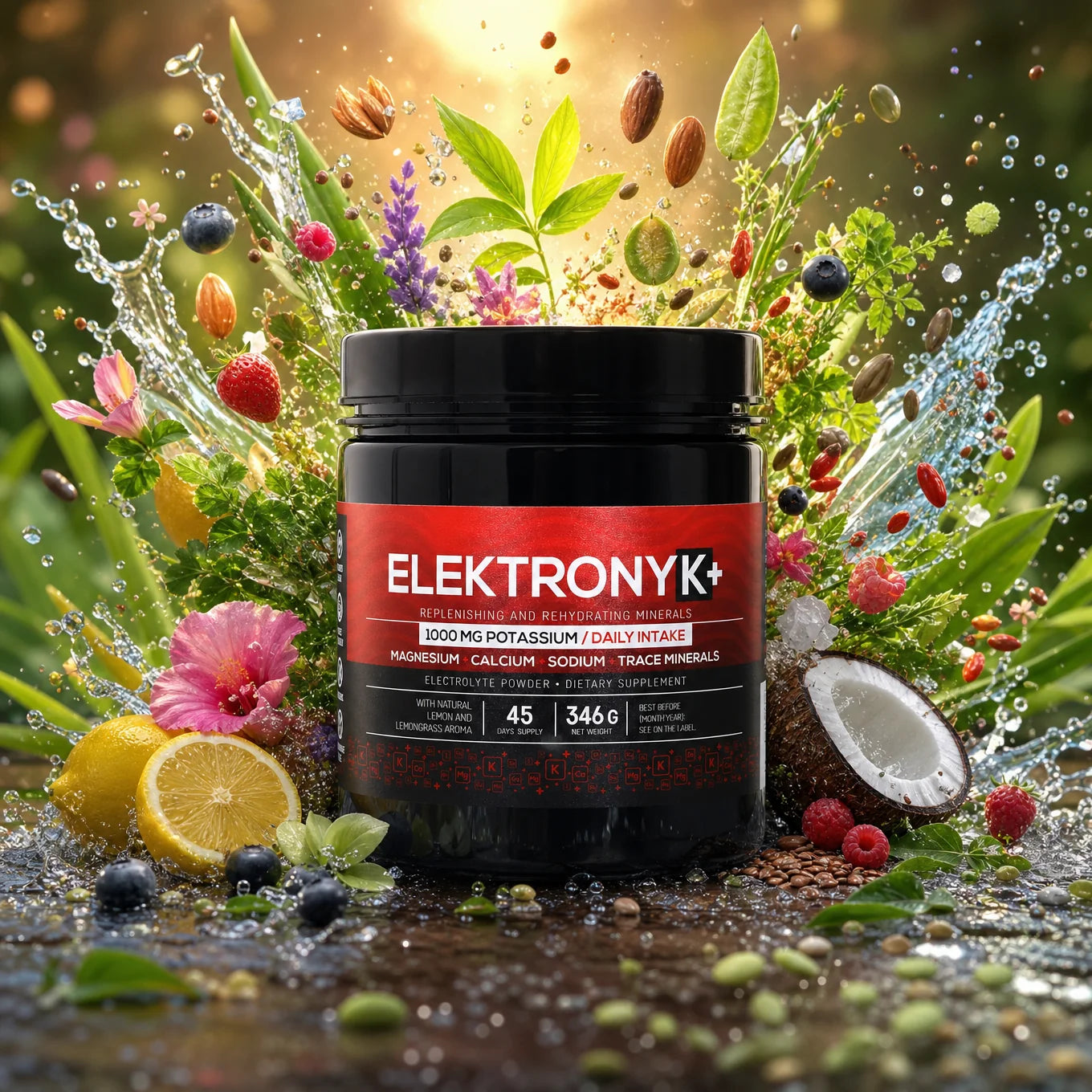 Електролитен прах ElektronyK+ • 1000 mg калий с глицин • СЛАДЪК, 402g