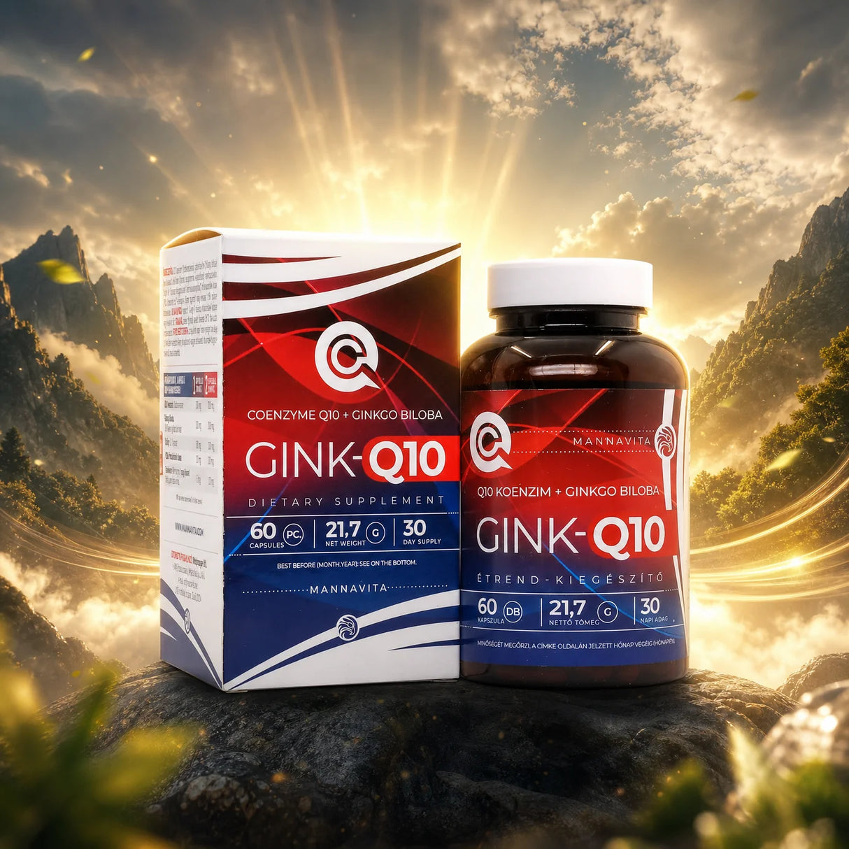 GINK-Q10 • Q10 Коензим + комплекс Гинко Билоба • 60 капсули