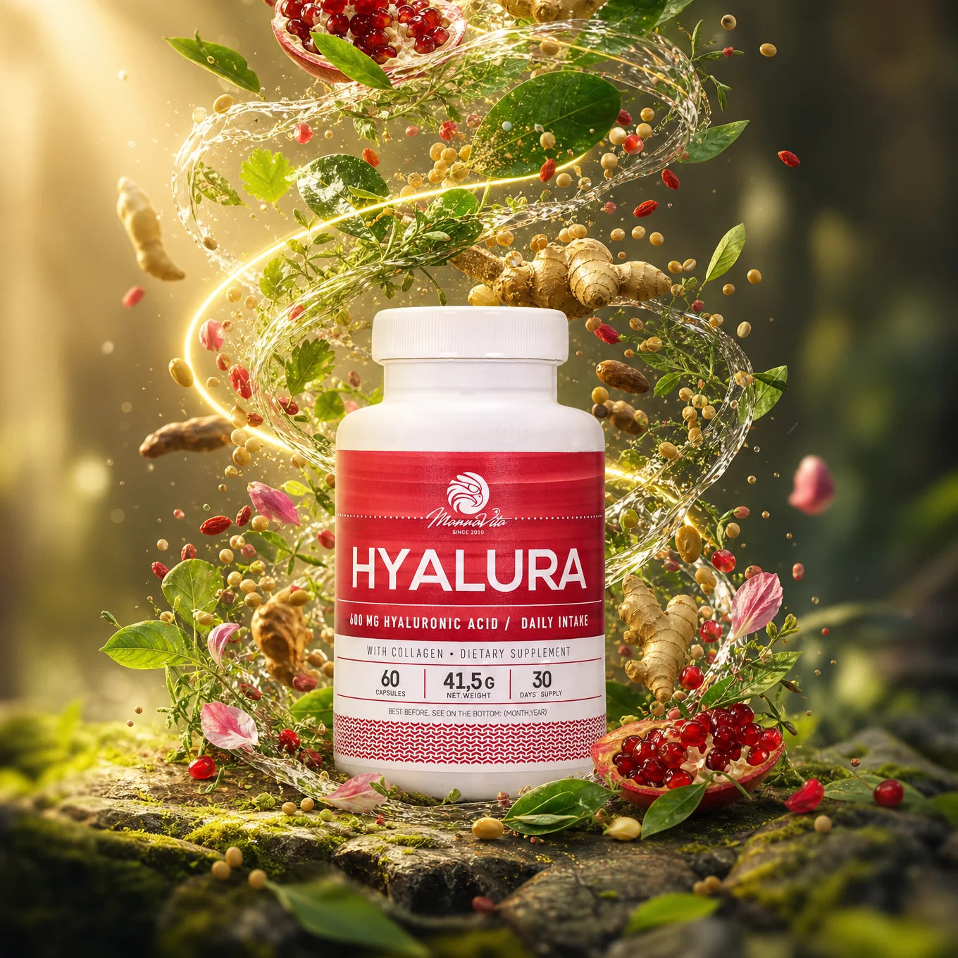 Hyalura • 600 mg хиалуронова киселина + колаген в капсули • 60 бр.
