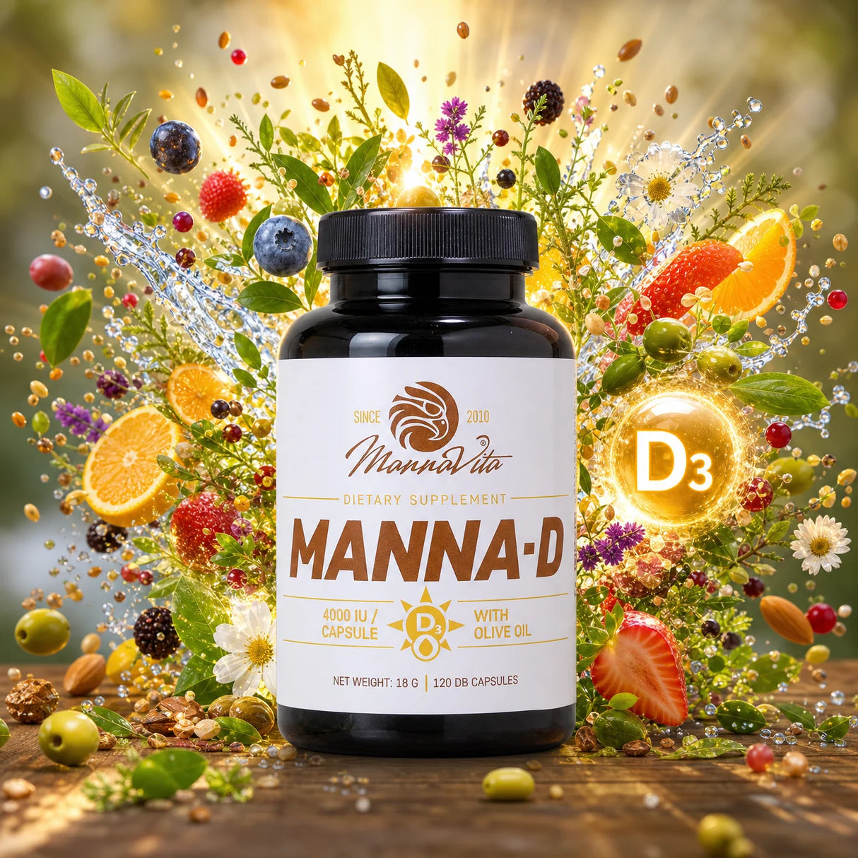 MANNA-D D3 Витамин в зехтин 4000 IU • 120 капсули