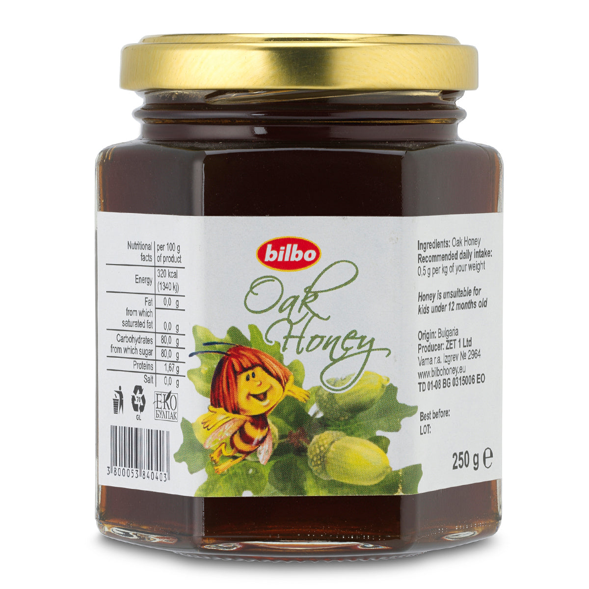 Суров дъбов мед Bilbo • 250 g