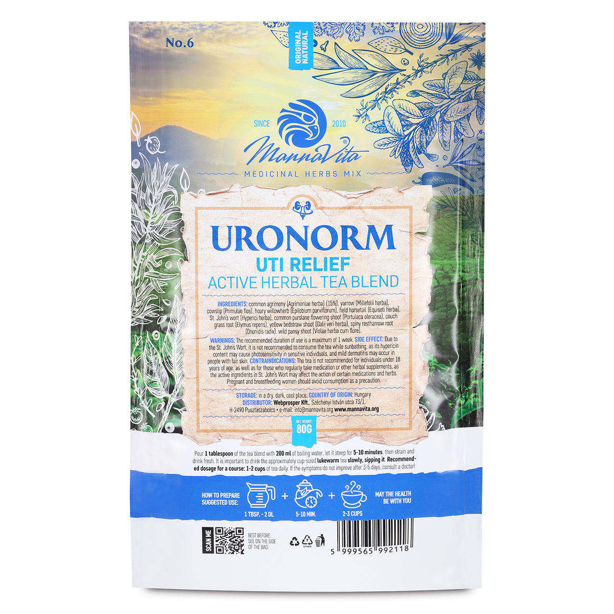 URONORM активно облекчение при инфекции на пикочните пътища (UTI) билкова чаена смес • 80g